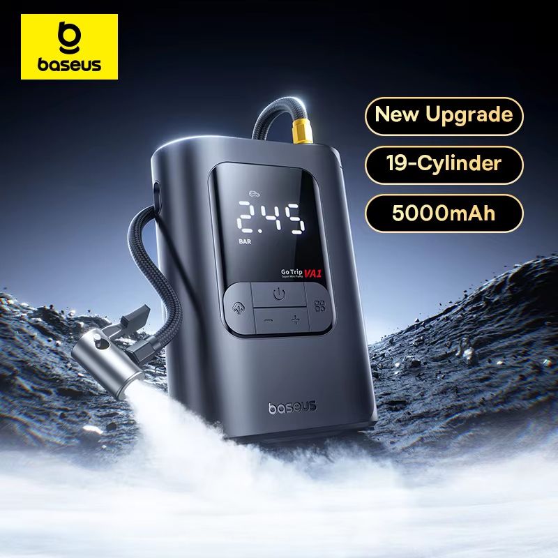 Baseus Portable Wireless Tire Inflator with LCD Display – Fast, Smart Car & Bike Air Pump