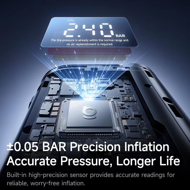 Baseus Portable Wireless Tire Inflator With LCD Display  Fast Smart Car  Bike Air Pump 4