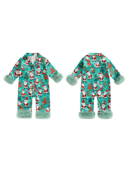 Cozy Reindeer Print Fleece Footed Sleeper Toddler Christmas Jumpsuit Pajamas With Zipper Front  Hoo 2