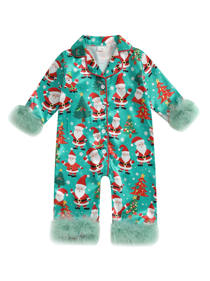 Cozy Reindeer Print Fleece Footed Sleeper Toddler Christmas Jumpsuit Pajamas With Zipper Front  Hoo 1