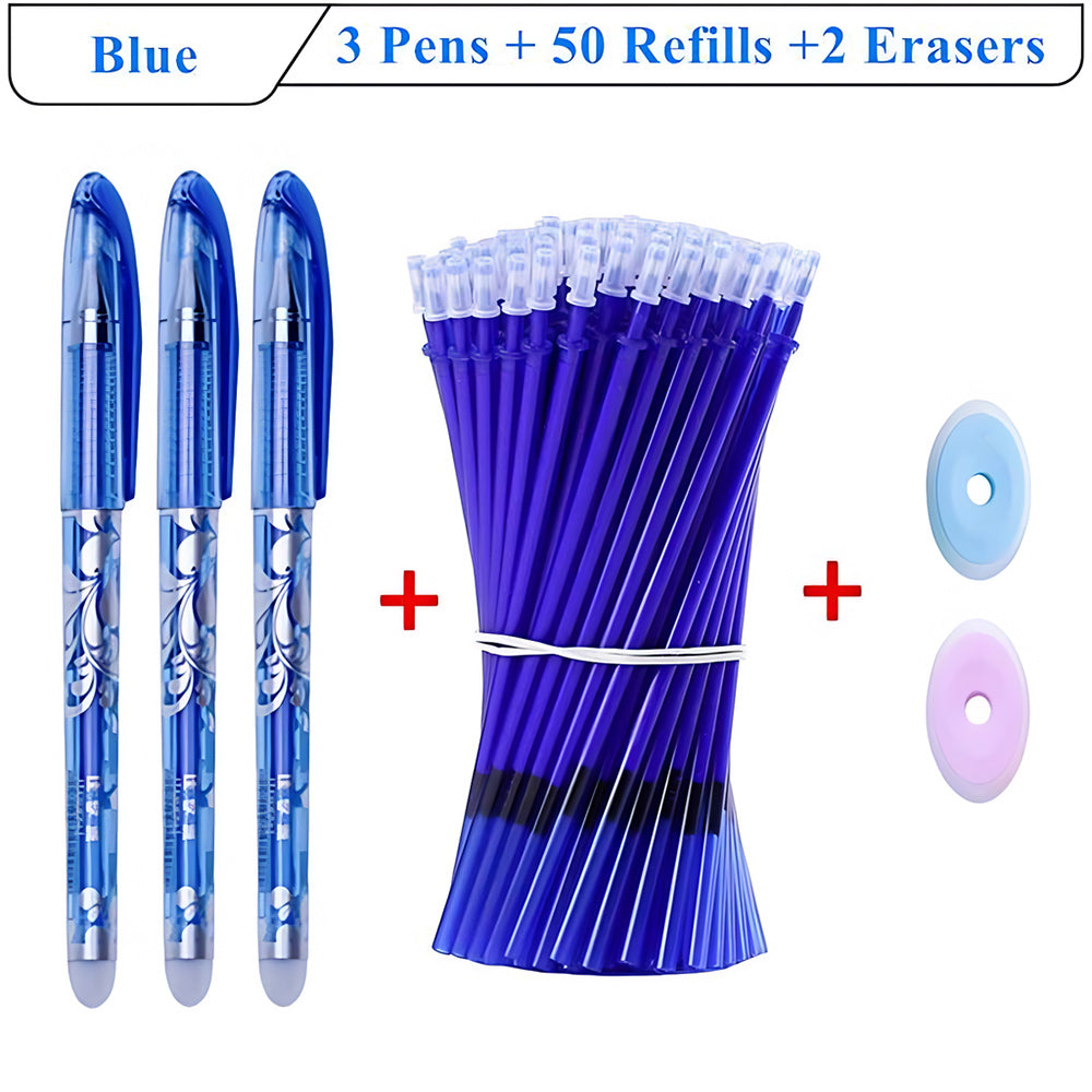 Premium Black  Blue Ink Gel Pen Set Ball Tip Magic Pen With Eraser Erasable Pens With Refills  Extr 4