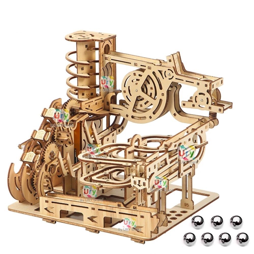 3D Wooden Catapult Marble Run Puzzle for Teens and Adults
