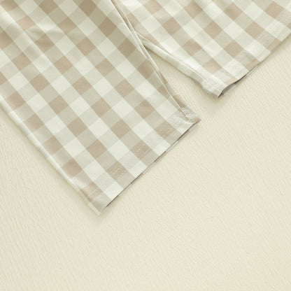 Christmas Infant Baby Plaid Pajamas Sets 2 Piece Toddler Gingerbread Embroidery Lapel Long Sleeve T 4