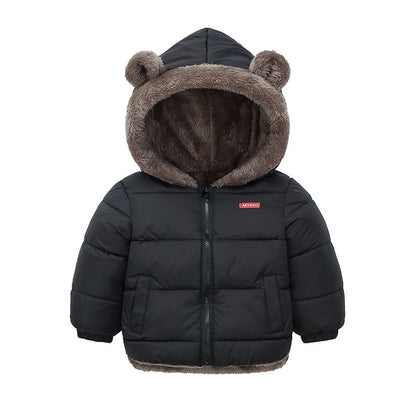 Reversible Baby Winter Coat Cartoon Hooded Plus Velvet, Baby Boys Fleece Jacket, Newborn Outerwear Toddler Girl Parkas