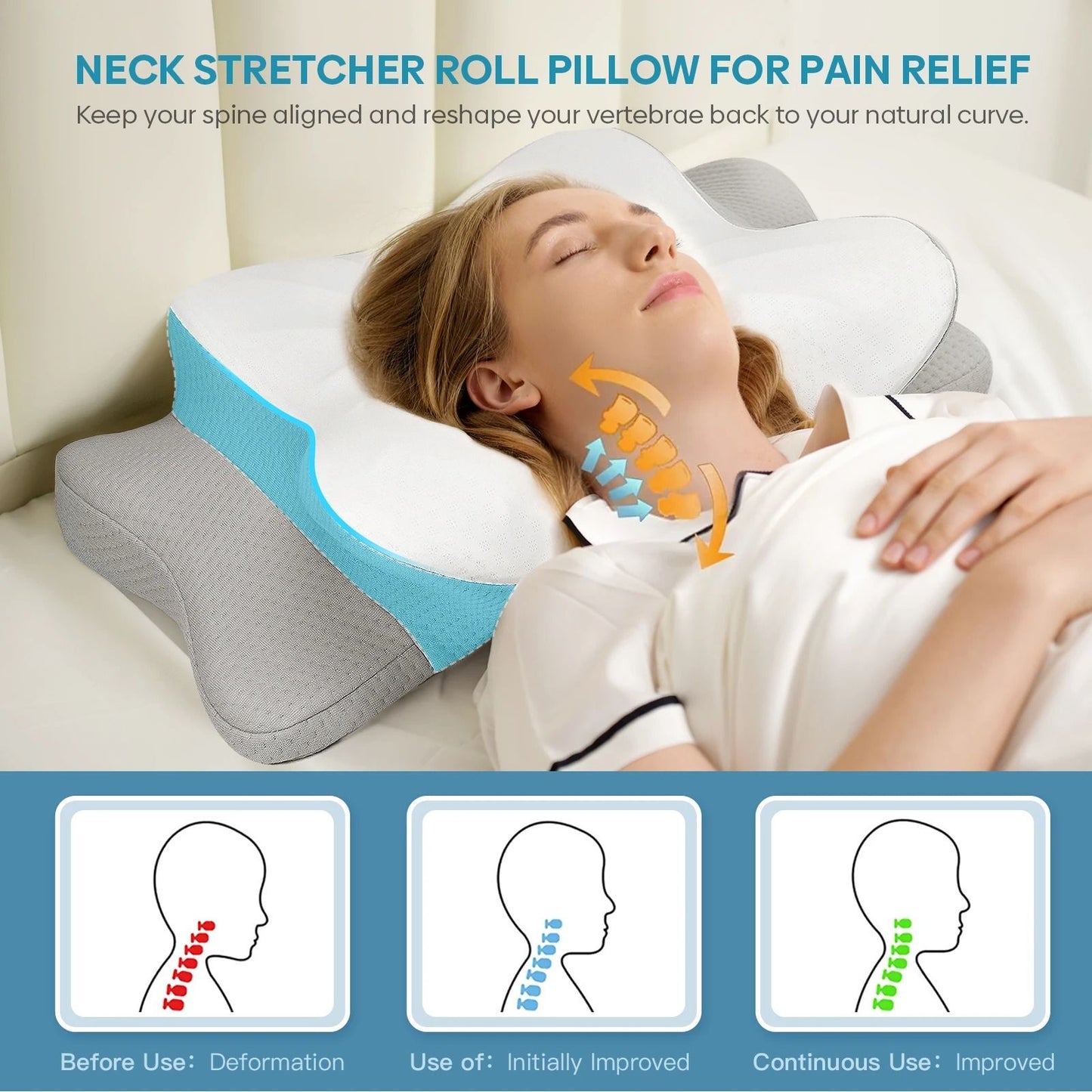 Orthopedic Ergonomic Memory Foam Pillow With Breathable Cover 4