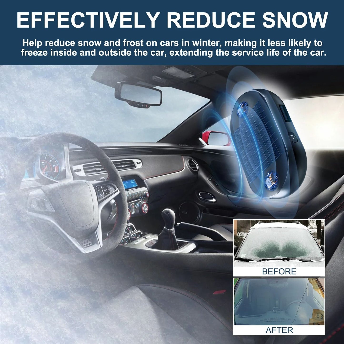 Car Windshield Snow Removal And Defroster Solar Powered Antifreeze Device 3