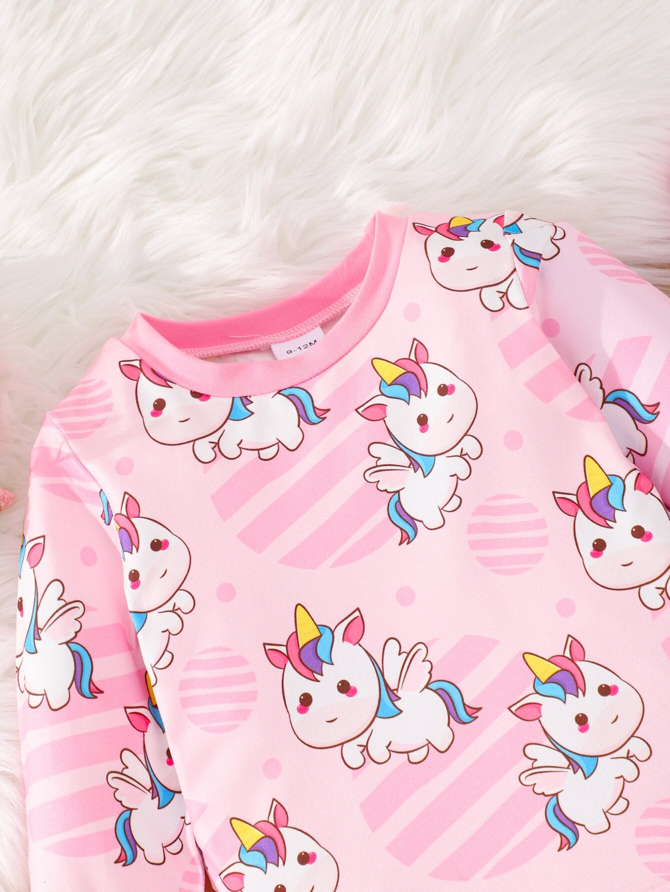 Pink Rainbow Unicorn Pajama Set for Baby Girls, 2PC Long Pants Pajamas with Full Print, Soft Skin-Friendly Fabric