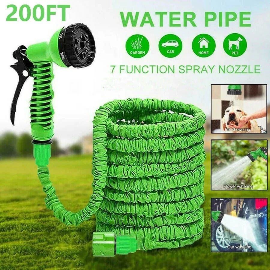 Expandable Garden Hose with High-Pressure Spray Nozzle and 7 Functions