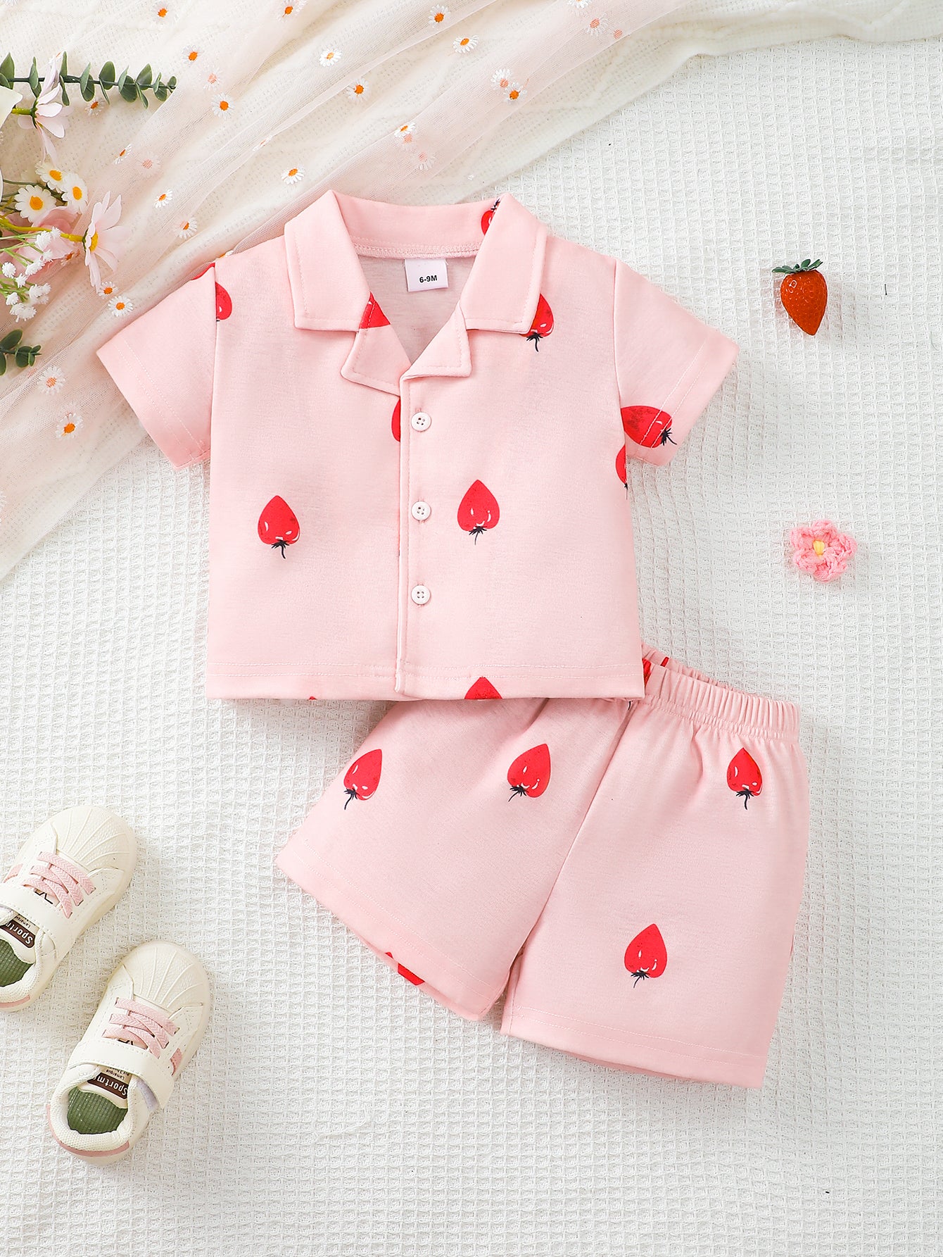 2PCS Pajama Set, Cartoon Cute Pattern Short Sleeved Top, Shorts, Comfortable & Soft Summer Home Wear for Baby Boy, Girl