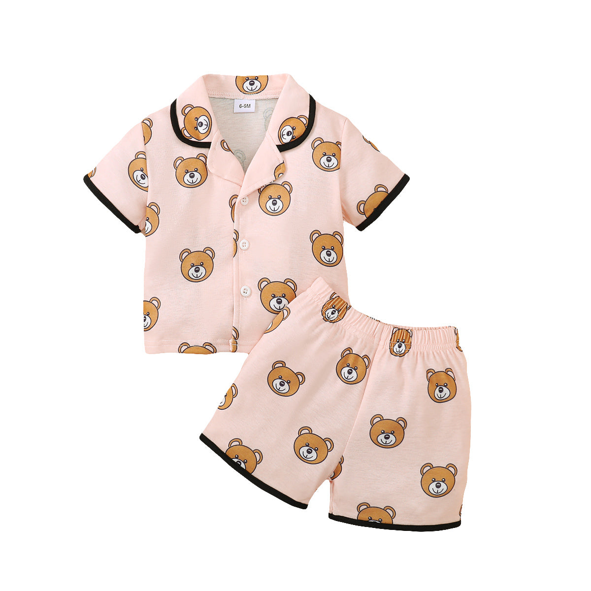 2PCS Pajama Set, Cartoon Cute Pattern Short Sleeved Top, Shorts, Comfortable & Soft Summer Home Wear for Baby Boy, Girl