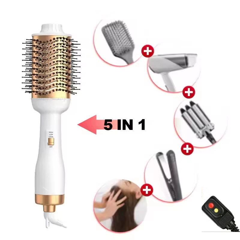 3 in 1 Hot Air Brush with Negative Ion Blow and Comb, Straight and Curl Hair Curler Wand, Dryer Brush for Styling