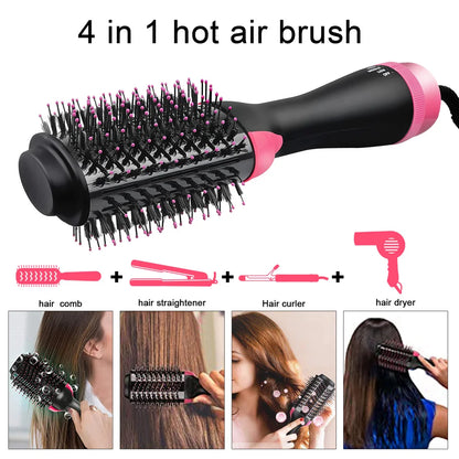 4 in 1 Women Hair Dryer Brush, Hair Dryer Straightener Curler Massager, One Step Volumizer Hot Air Hair Styling Brush