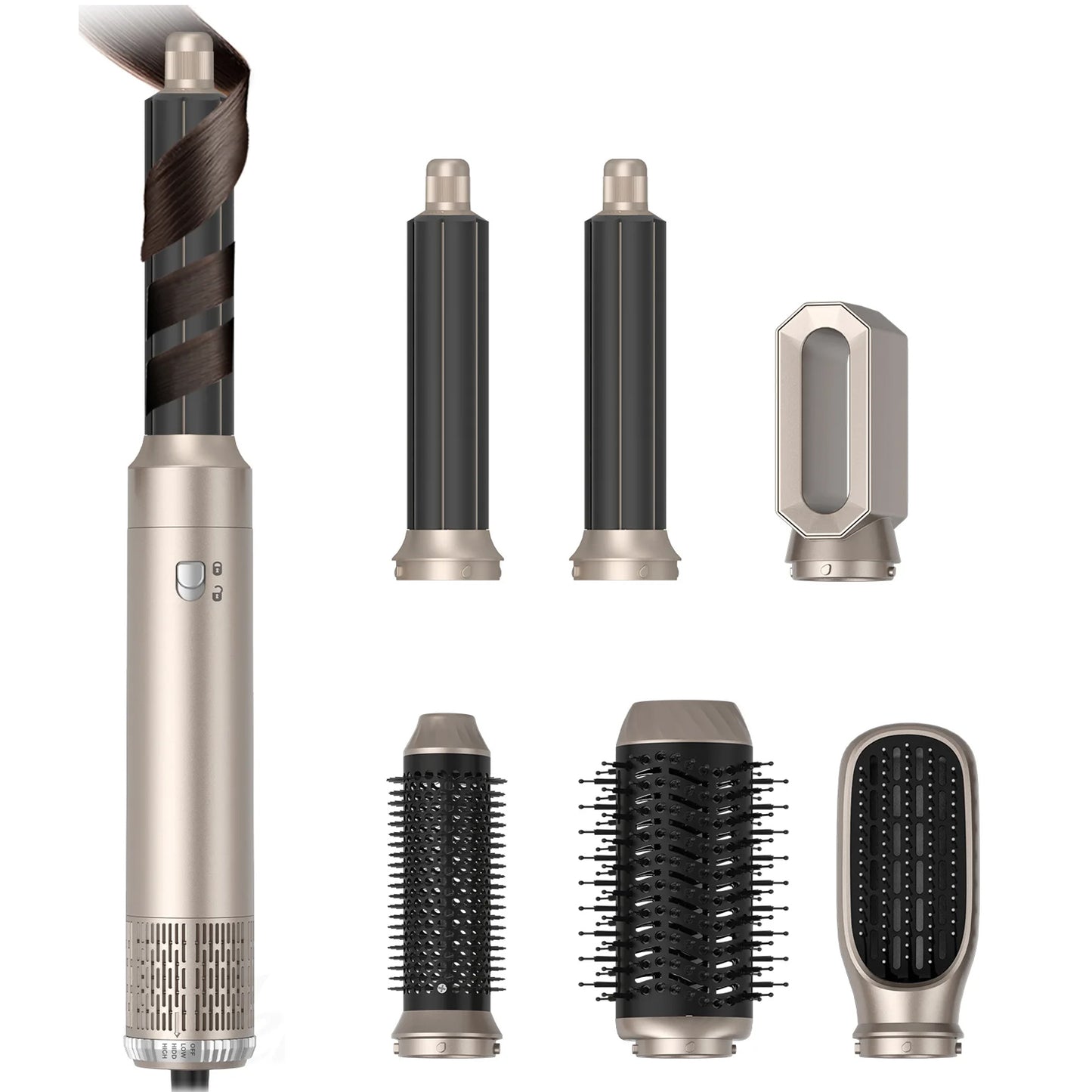 Professional 6 In1 Hair Dryer Hot Comb Set, Electric Curling Iron Hair Straightener Comb, Home and Salon Styling Tool