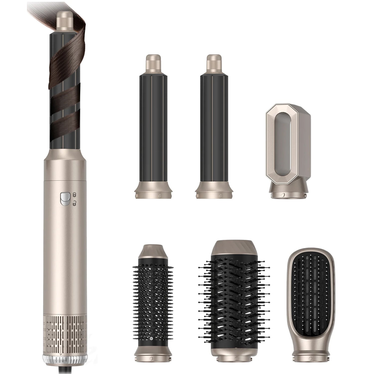 Professional 6 In1 Hair Dryer Hot Comb Set, Electric Curling Iron Hair Straightener Comb, Home and Salon Styling Tool