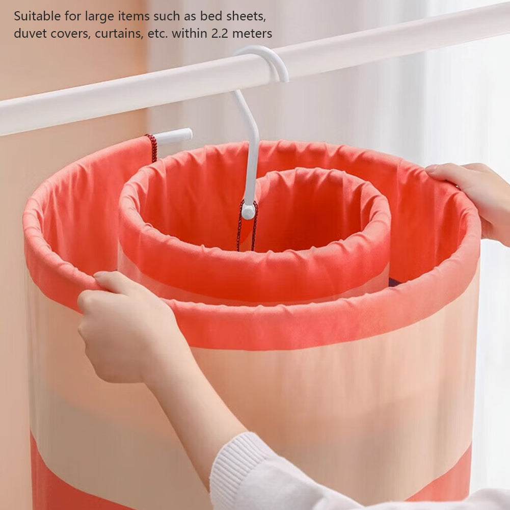 Round Spirals Sheet Hanger,Multi Functional Balcony Rotating Spirals Drying Rack for Quilt, Bed Sheets, & Clothes