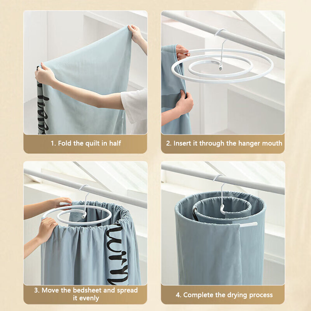 Round Spirals Sheet Hanger,Multi Functional Balcony Rotating Spirals Drying Rack for Quilt, Bed Sheets, & Clothes