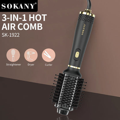 Hot Air Comb Hair Bar Sokany, Negative Ion Quick Drying Hair Brush, Lightweight Styling Tool for Smooth Shine