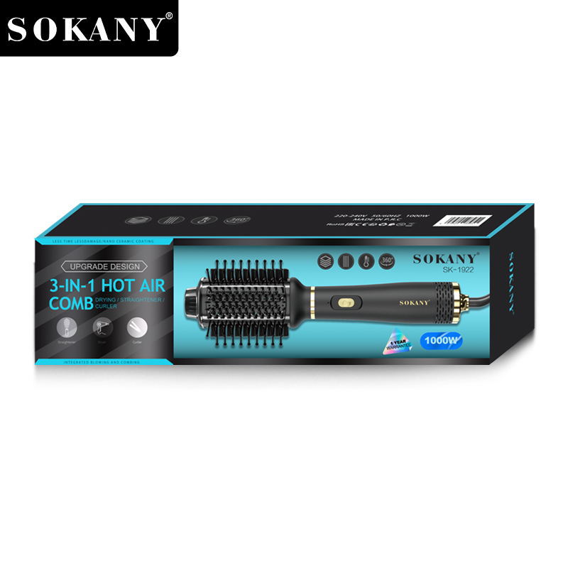 Hot Air Comb Hair Bar Sokany, Negative Ion Quick Drying Hair Brush, Lightweight Styling Tool for Smooth Shine