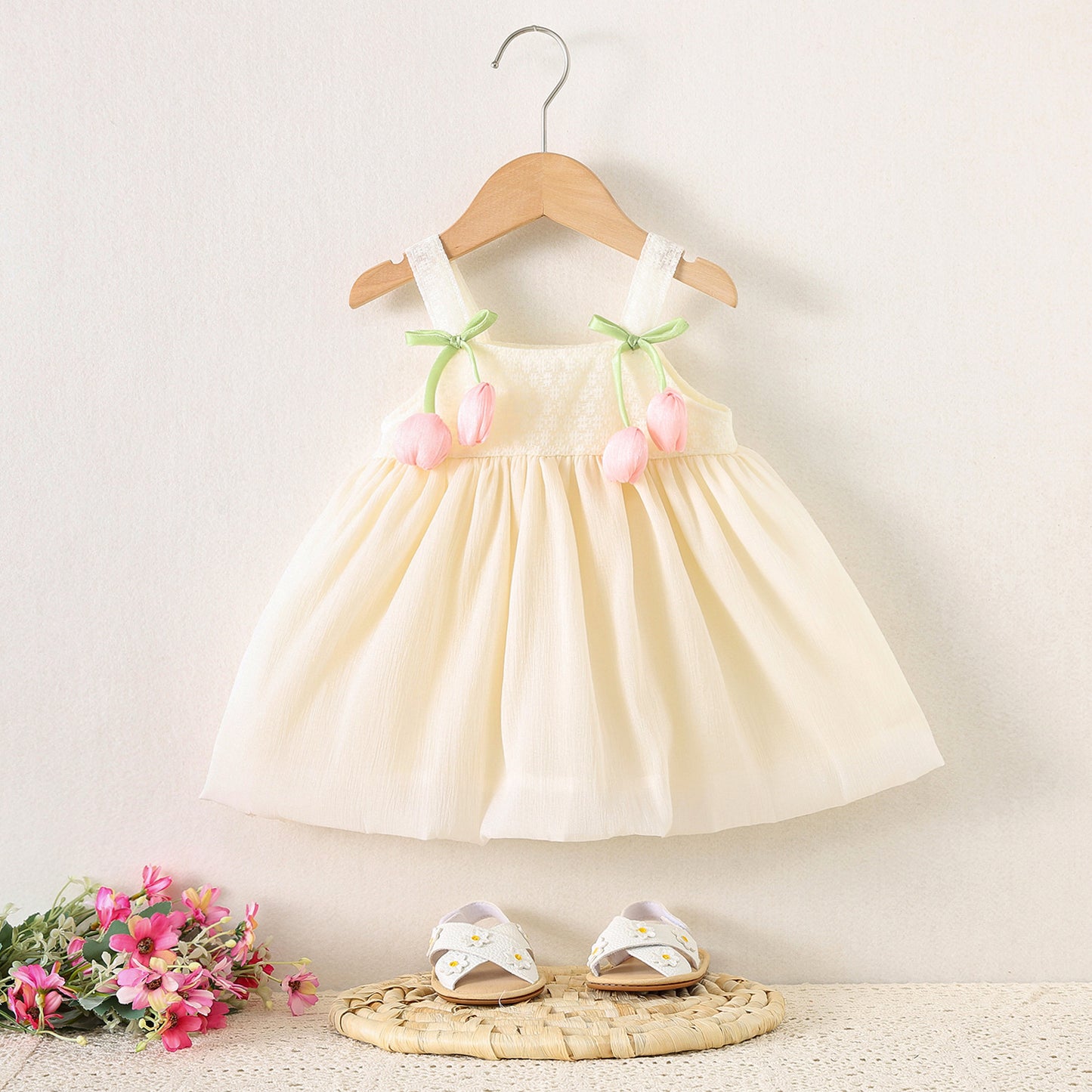 Baby Girl Dress Summer Tulip Style, Cute Mesh Princess Party Dress with Suspenders