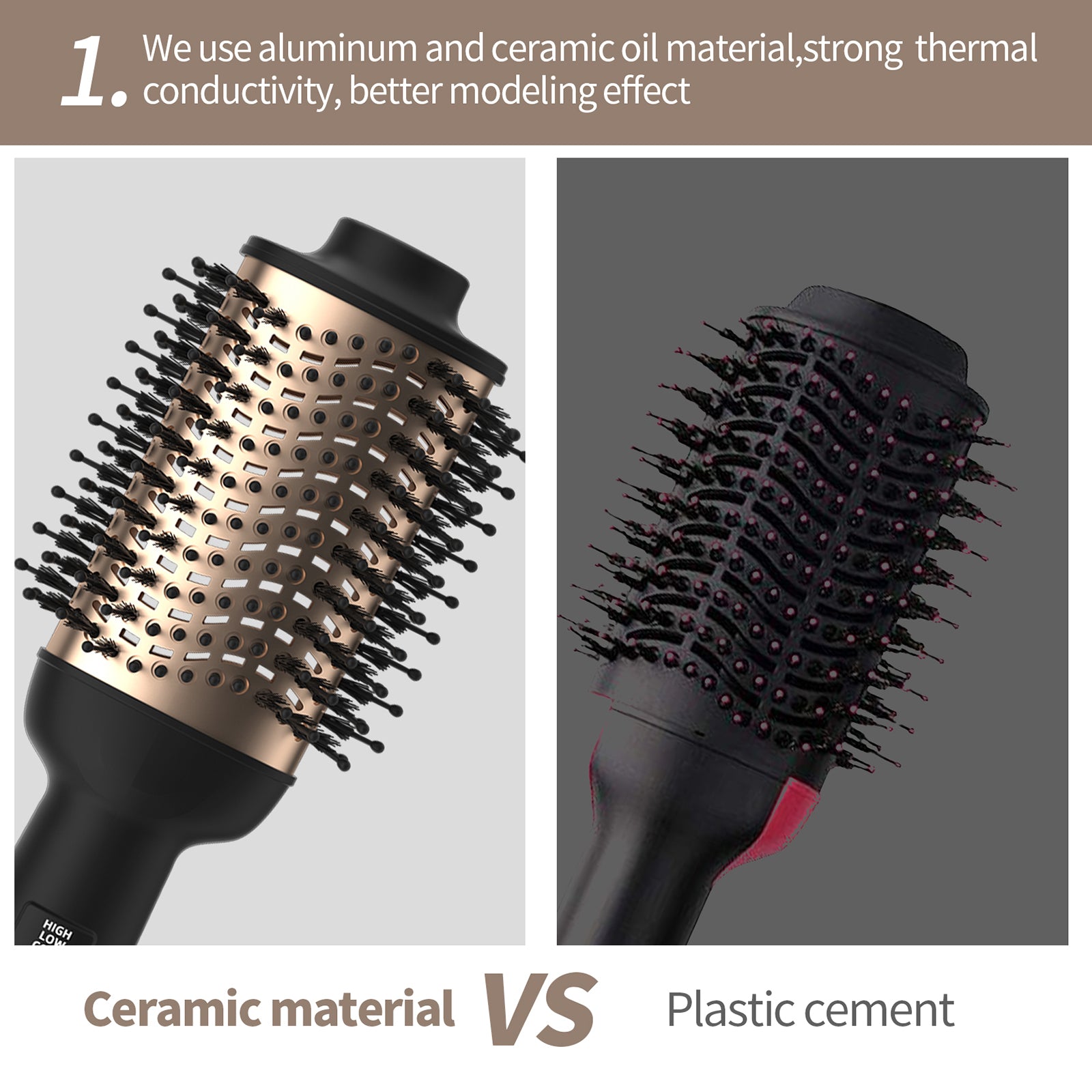 4 in 1 Hot Air Brush with Negative Ion Blow and Comb, Hair Curler Wand Straightener, Volumizing Styler for Smooth Hair