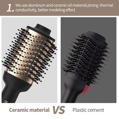 4 in 1 Hot Air Brush with Negative Ion Blow and Comb, Hair Curler Wand Straightener, Volumizing Styler for Smooth Hair