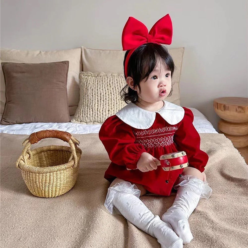 Christmas Newborn Romper, Sweet Princess Party Clothes for Infant Baby Girls, New Year Holiday Outfit