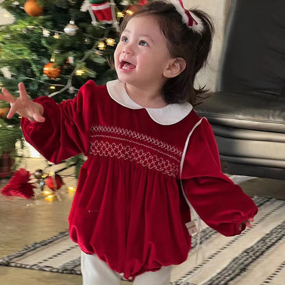 Christmas Newborn Romper, Sweet Princess Party Clothes for Infant Baby Girls, New Year Holiday Outfit