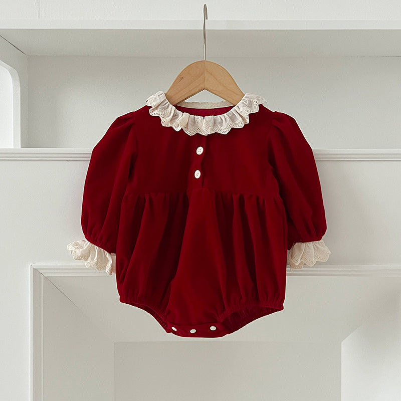 Christmas Newborn Romper, Sweet Princess Party Clothes for Infant Baby Girls, New Year Holiday Outfit