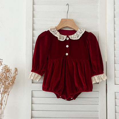 Christmas Newborn Romper, Sweet Princess Party Clothes for Infant Baby Girls, New Year Holiday Outfit