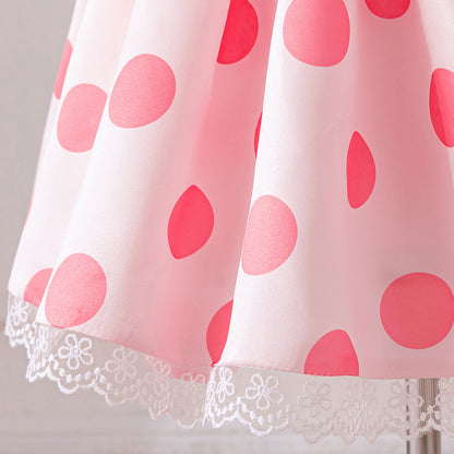 Baby Girl Dot Princess Party Dress, 1st Birthday, Baptism Tutu Dress, Fluffy Pleated Summer Gown Infant Costume