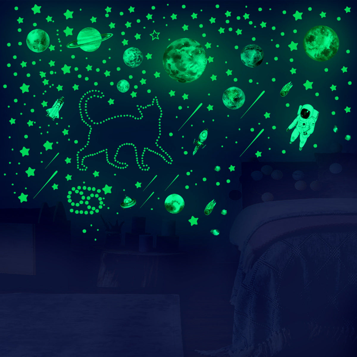 Glow in The Dark Stars Kit for Ceiling Luminous Planets & Stars Wall Stickers for DIY Kids Room Decor