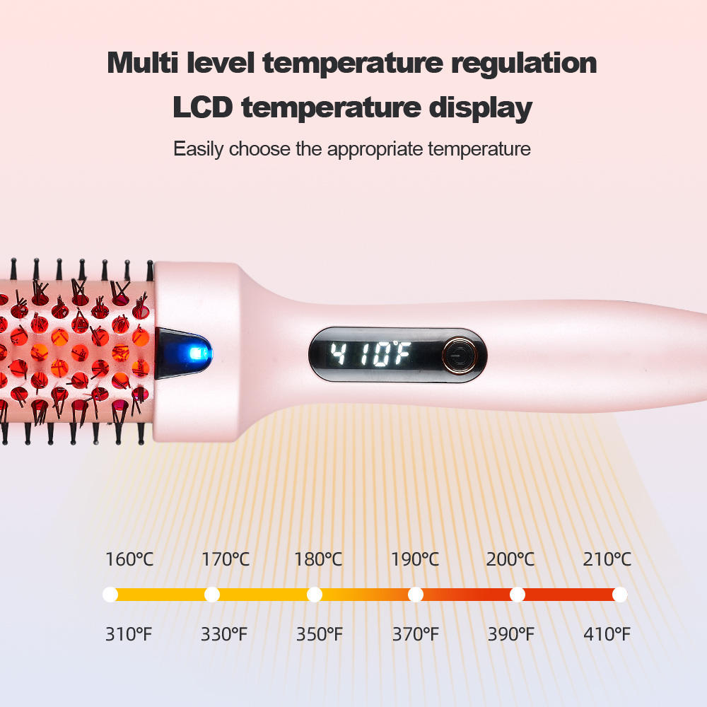 Heated Round Brush Negative Ion Heat Brush, Hair Straightener Curling Hair Dryer, Hot Comb Infrared Curling Iron