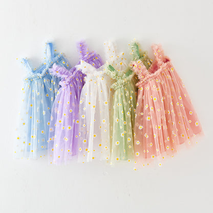 KEAIYOUHUO Summer Baby Girls Dresses, Childrens Daisy Printed Dress for Toddler Girl Princess Wedding Party Birthday