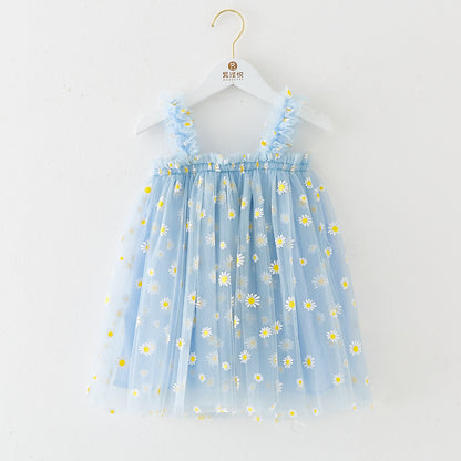 KEAIYOUHUO Summer Baby Girls Dresses, Childrens Daisy Printed Dress for Toddler Girl Princess Wedding Party Birthday