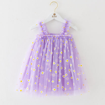 KEAIYOUHUO Summer Baby Girls Dresses, Childrens Daisy Printed Dress for Toddler Girl Princess Wedding Party Birthday