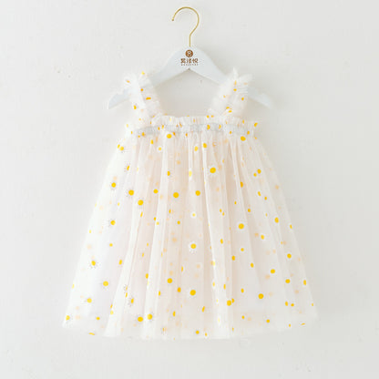 KEAIYOUHUO Summer Baby Girls Dresses, Childrens Daisy Printed Dress for Toddler Girl Princess Wedding Party Birthday