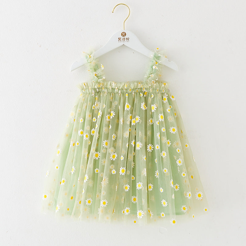 KEAIYOUHUO Summer Baby Girls Dresses, Childrens Daisy Printed Dress for Toddler Girl Princess Wedding Party Birthday