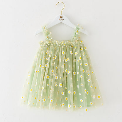 KEAIYOUHUO Summer Baby Girls Dresses, Childrens Daisy Printed Dress for Toddler Girl Princess Wedding Party Birthday