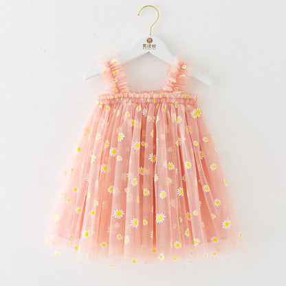 KEAIYOUHUO Summer Baby Girls Dresses, Childrens Daisy Printed Dress for Toddler Girl Princess Wedding Party Birthday