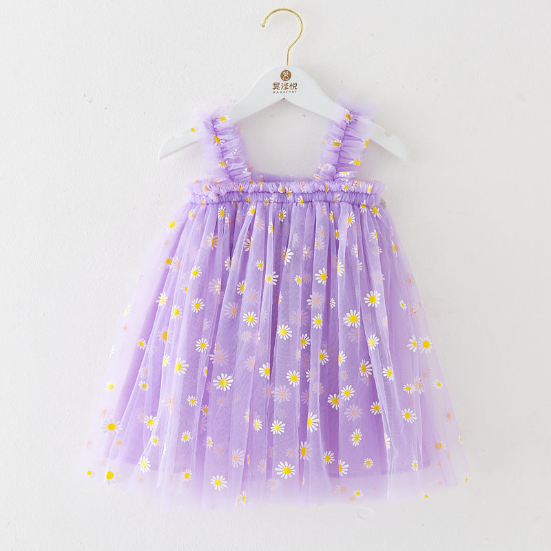 KEAIYOUHUO Summer Baby Girls Dresses, Childrens Daisy Printed Dress for Toddler Girl Princess Wedding Party Birthday