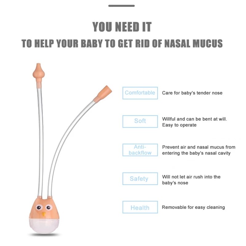 Baby Nasal Aspirator Mouth Suction Type For Infants With AntiReflex Valve Silicone Booger Suction C 1