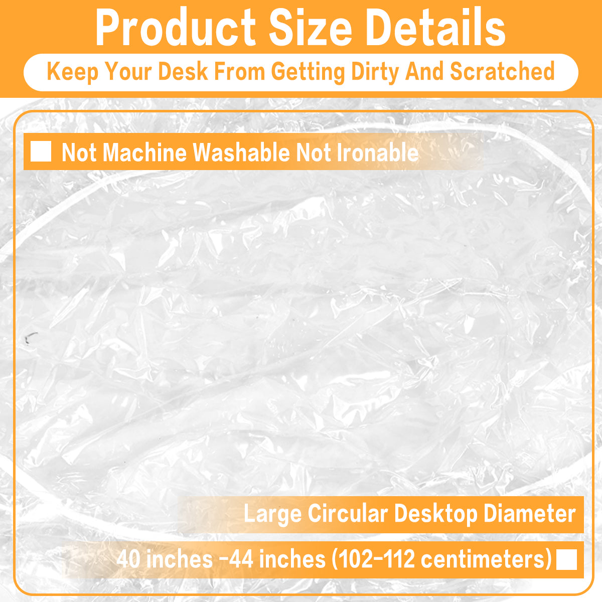 Elastic Round Tablecloth Transparent PVC Waterproof & Oil Proof Table Protector Cover Fitted Design for Dining Table