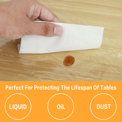 Elastic Round Tablecloth Transparent PVC Waterproof & Oil Proof Table Protector Cover Fitted Design for Dining Table