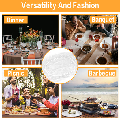 Elastic Round Tablecloth Transparent PVC Waterproof & Oil Proof Table Protector Cover Fitted Design for Dining Table
