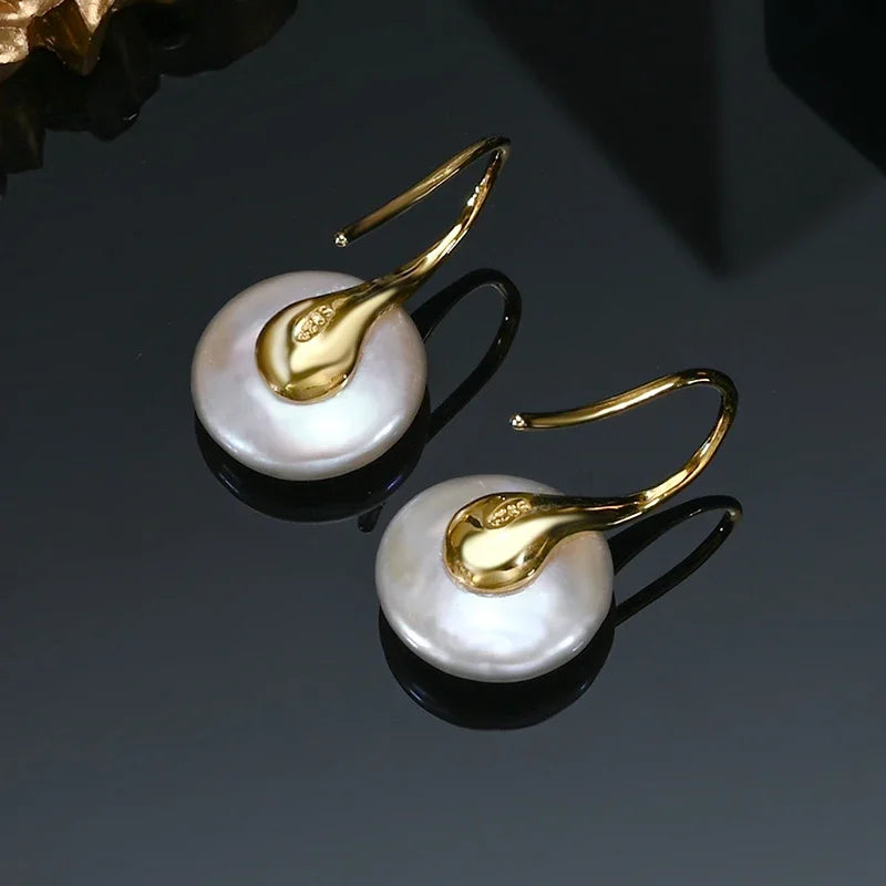 925 Sterling Silver Pearl EarringsButton Shape Baroque Freshwater Pearl Studs In 11 13mm For A Time