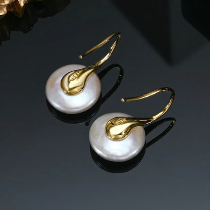 925 Sterling Silver Pearl EarringsButton Shape Baroque Freshwater Pearl Studs In 11 13mm For A Time