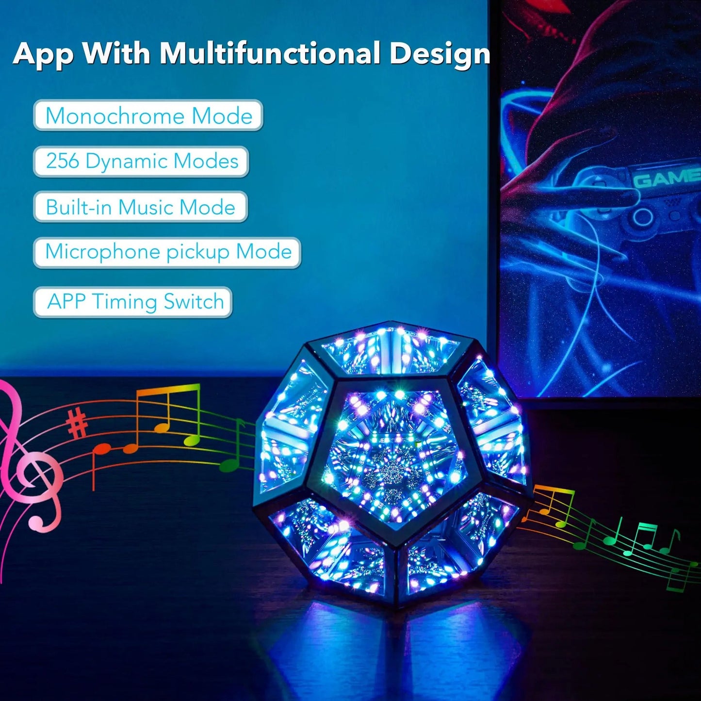 Geometric LED Night Light Infinity Mirror Lamp For Home Decor And Gifts 2
