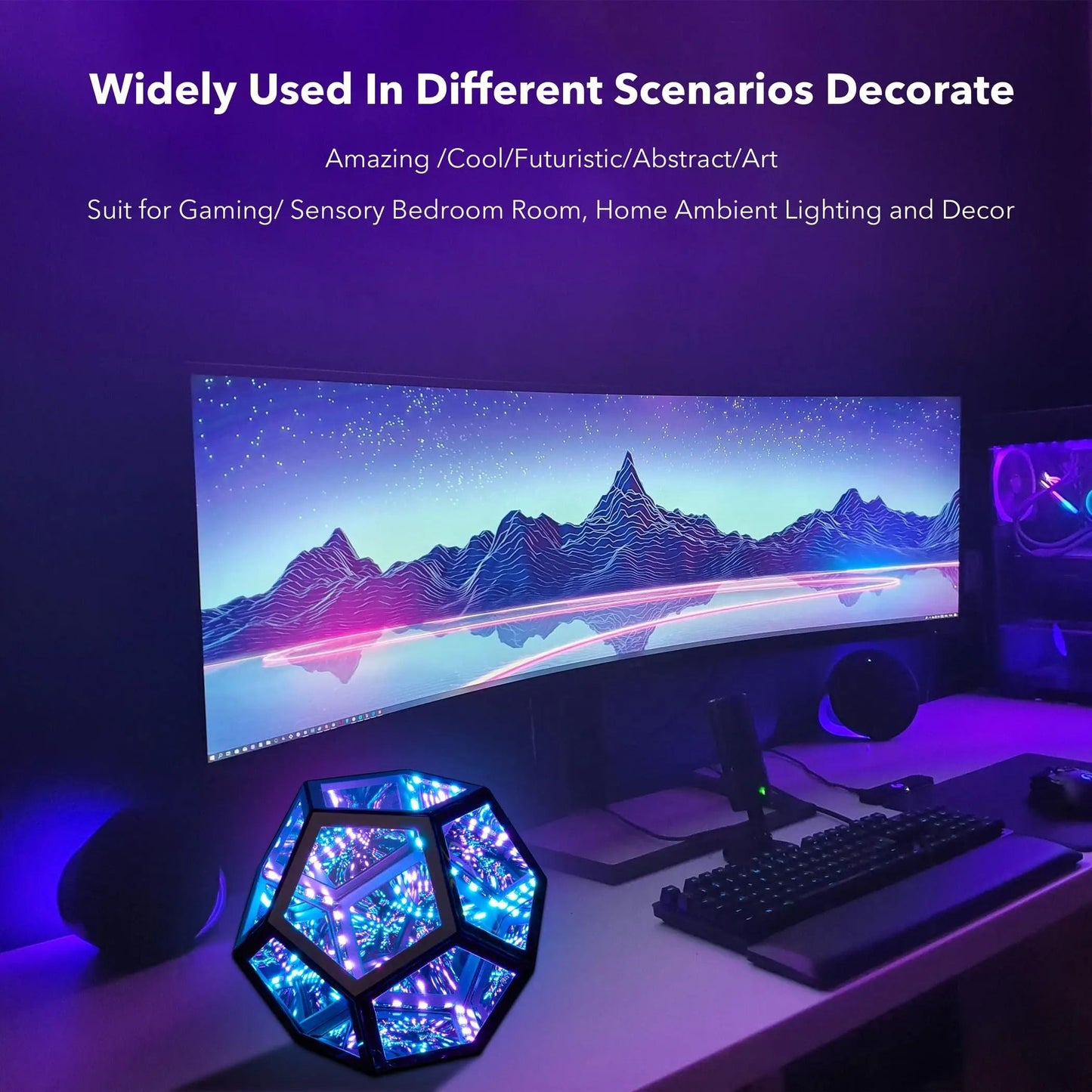 Geometric LED Night Light Infinity Mirror Lamp For Home Decor And Gifts 3