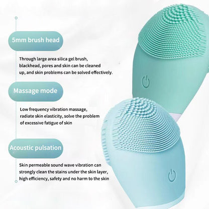 Electric Silicone Facial Cleanser Massager, Beauty Machine Skincare Massage Tool, Deep Pore Vibration Cleaning