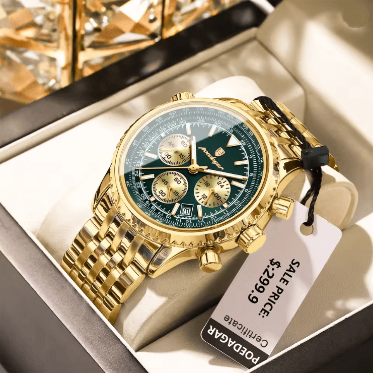 POEDAGAR Luxury Mens Chronograph Watch Stainless Steel Waterproof Design 4
